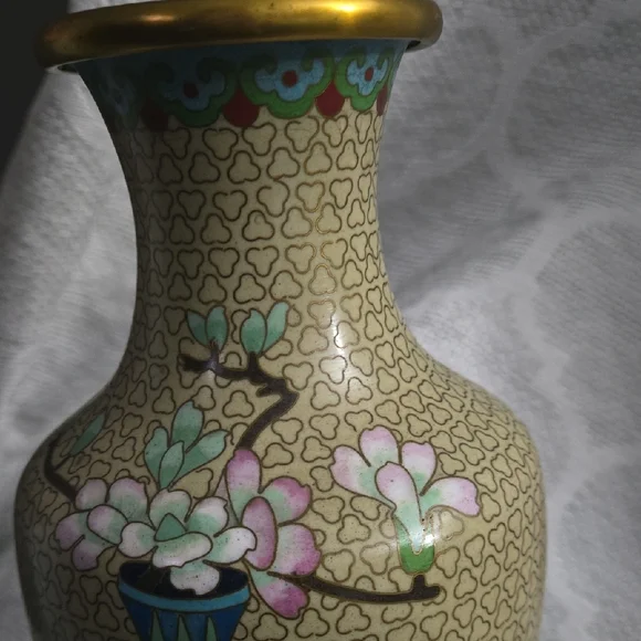 Cloisonne Vase with Wooden Stand - Picture 2 of 10